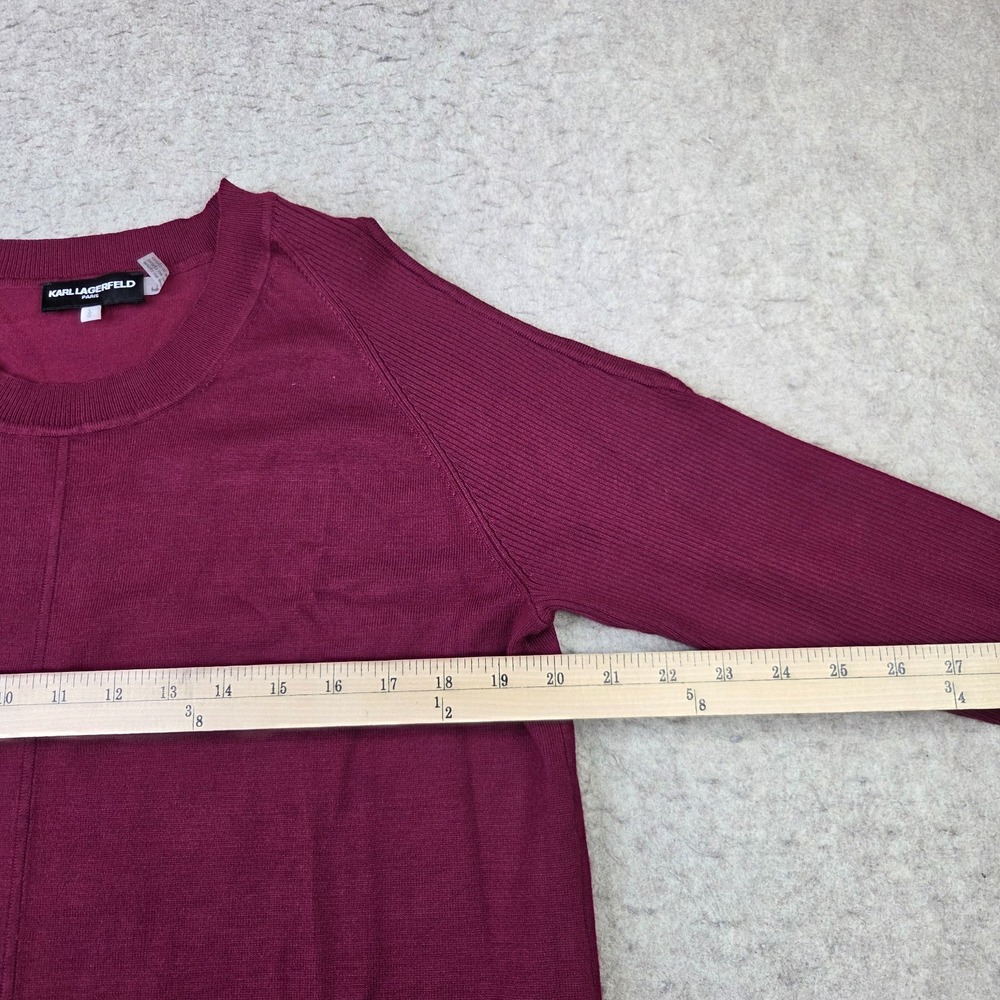 Karl Lagerfeld Paris Sweater Womens L Red Bow Sleeve Nylon Rayon Blend NEW - Picture 7 of 9